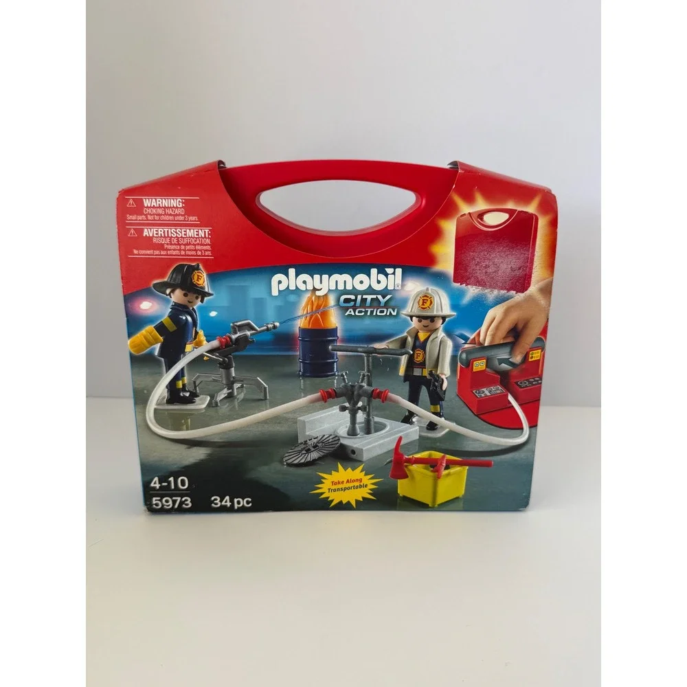 Playmobil City Action Firefighters Take Along Case Set 5973 34pc New NIB